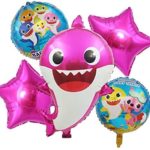 Pink baby shark foil balloons (5pcs)