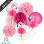 Tropical Party Decorations Pink Flamingo Party Supplies Pom Poms Paper Flowers Tissue Paper Fan Paper Lanterns for Hawaiian