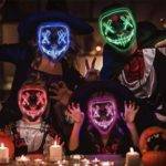 Halloween LED Neon Cos Mask Light Glow In The Dark Masque Masquerade Party Masks Costume Cosplay Supplies